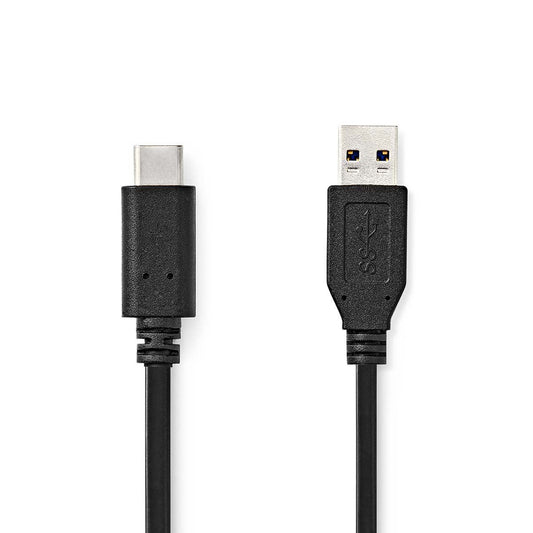 Nedis Cable 3.2 Gen 2 USB-A Male to USB-C Male 60W 10Gbps 1m Round PVC Black