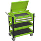 Sealey HD Mobile Tool & Parts Trolley 2 Drawer-Locking Top HV Green AP760MHV
