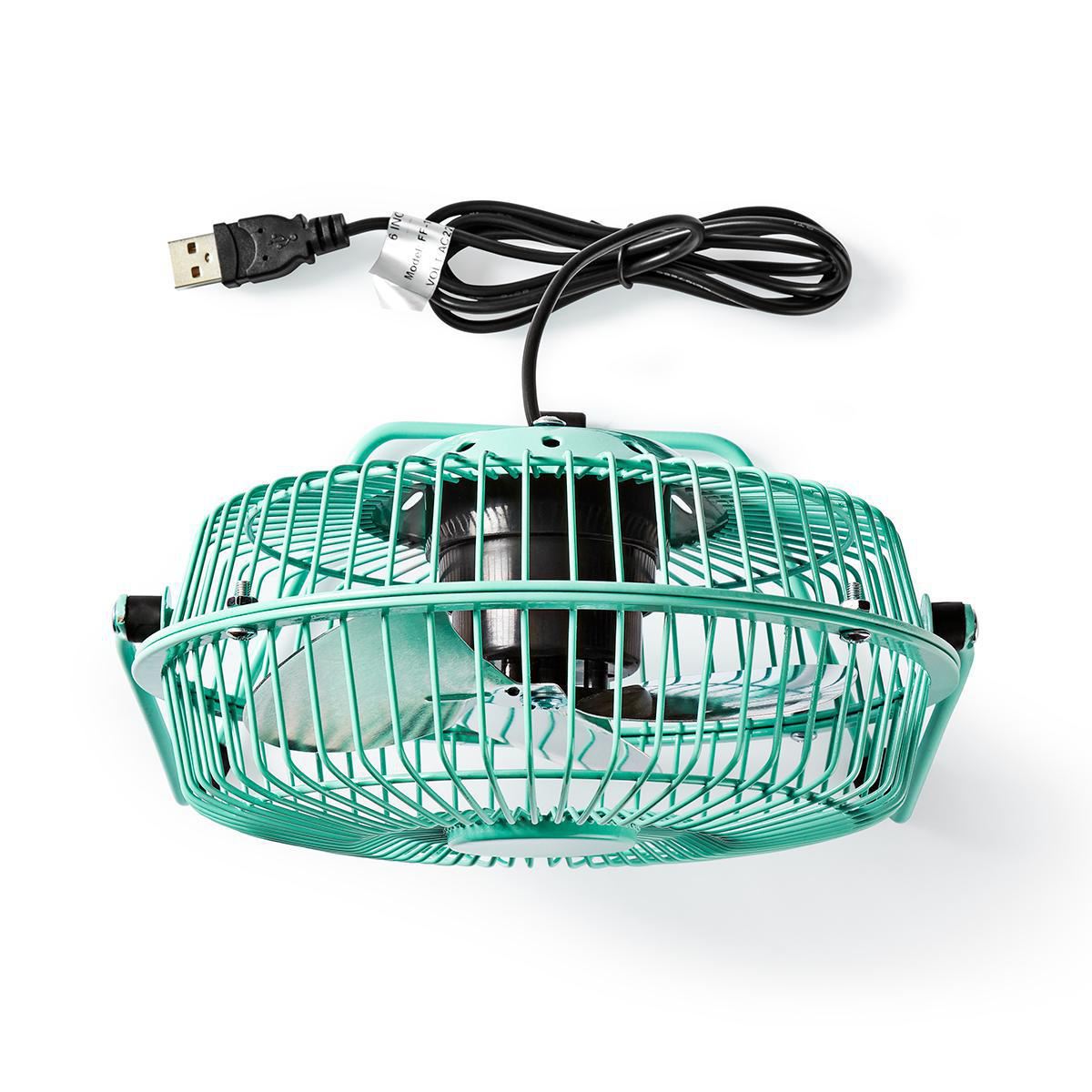 Nedis Metal Mini Fan 15cm Diameter USB Powered Turquoise - FNDK1TQ15