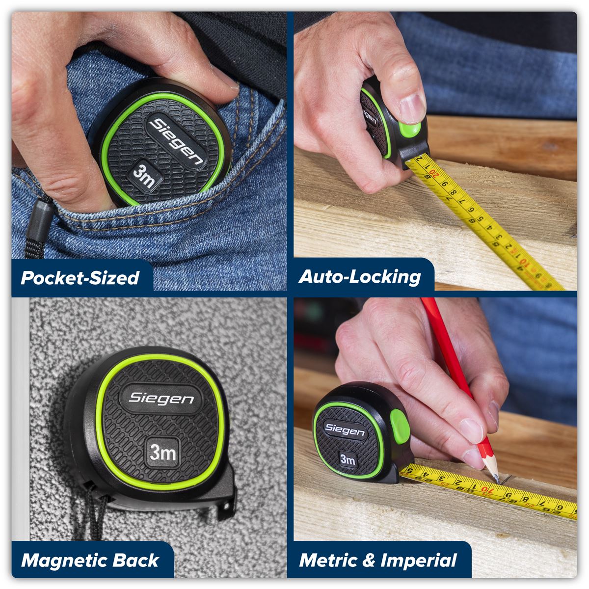 Sealey Siegen Metric/Imperial Auto Lock Tape Measure 3m(10ft) x 16mm S01327