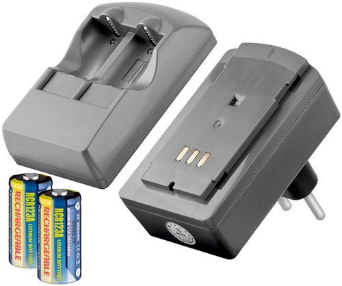 Photo Battery Plug-in charger suitable for up to 2x CR123 rechargeable batteries