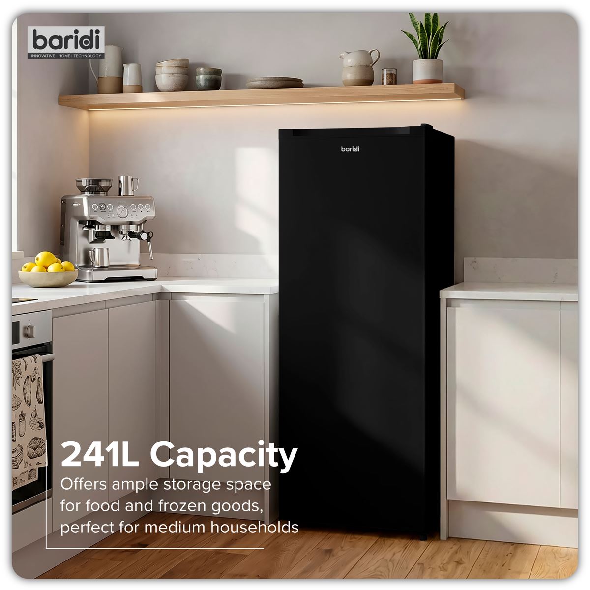 Baridi Freestanding Larder Fridge 241L � Black DH323