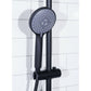 Baridi Thermostatic Shower Mixer Set, 20cm Round Head, Adjustable Rail - Black