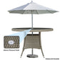 Dellonda Chester Rattan Wicker Outdoor Dining Table w/Tempered Glass Top, Brown