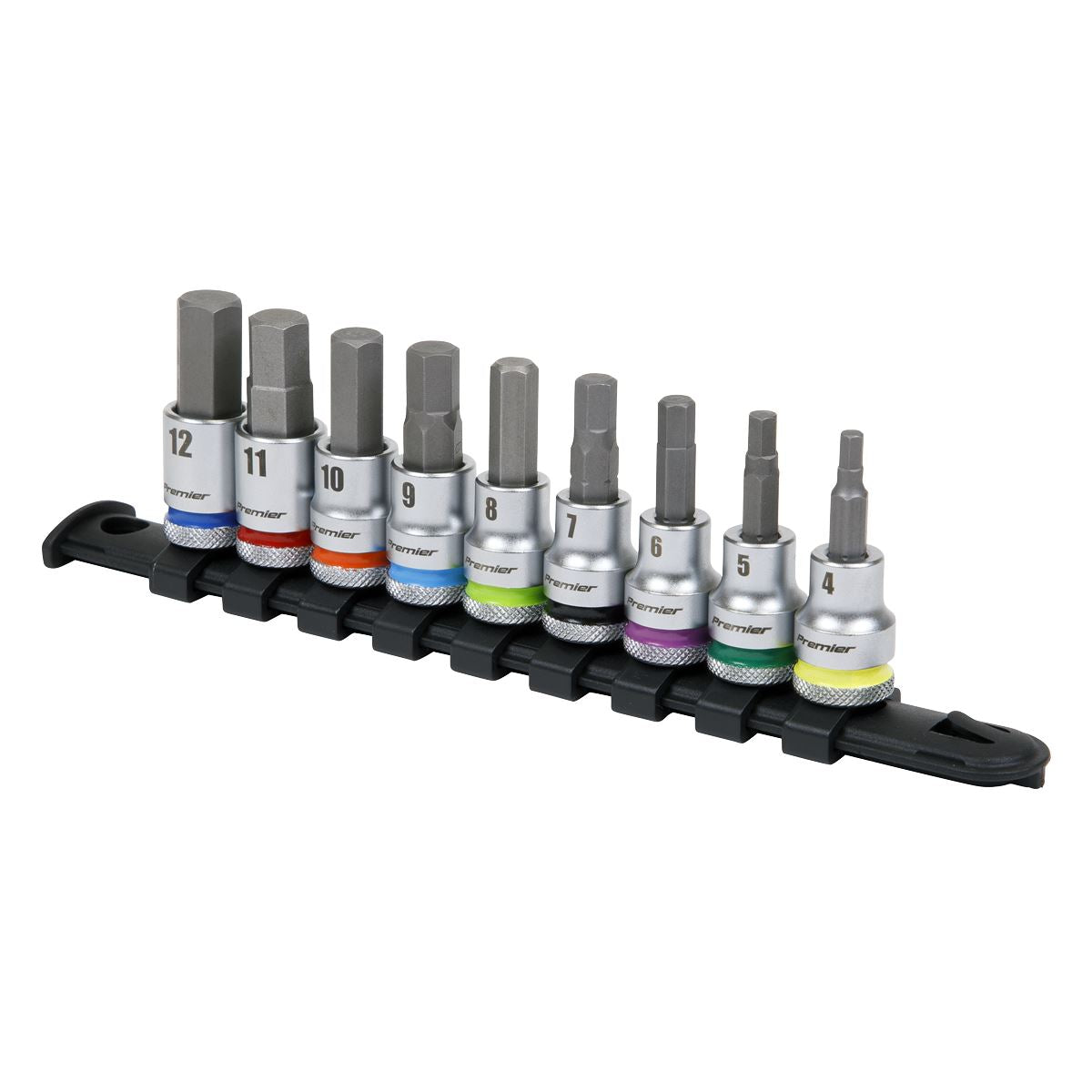 Sealey Hex Socket Bit Set 9pc 3/8"Sq Drive  - Platinum AK6250