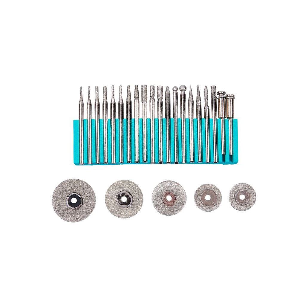Amtech 25 Piece Micro Diamond Burr Cutting Etching Polishing Set 1/8" Shank Fit - E1855