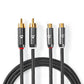 Nedis 5m Stereo Audio Cable 2x RCA Male to 2x RCA Female Gun Metal Grey Braided - CATB24205GY50