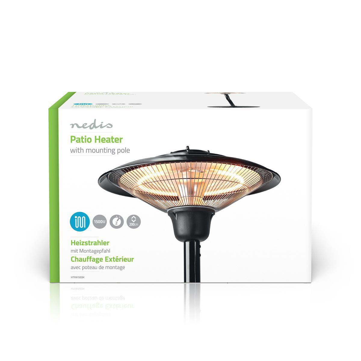 Nedis Patio Heater With Pole 200cm 1500W IP34 - HTPA15EBK