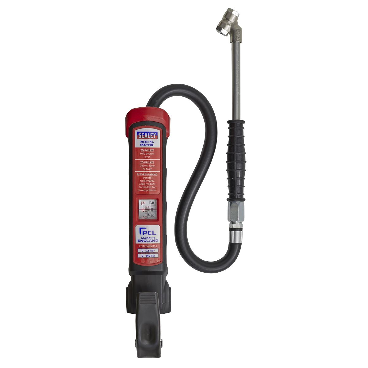 Sealey Anodised Tyre Inflator with Twin Push-On Connector SA37/93B