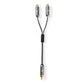 Nedis Subwoofer Cable RCA Male to 2x RCA Female Gun Metal Grey Braided Cable - CATB24010GY02