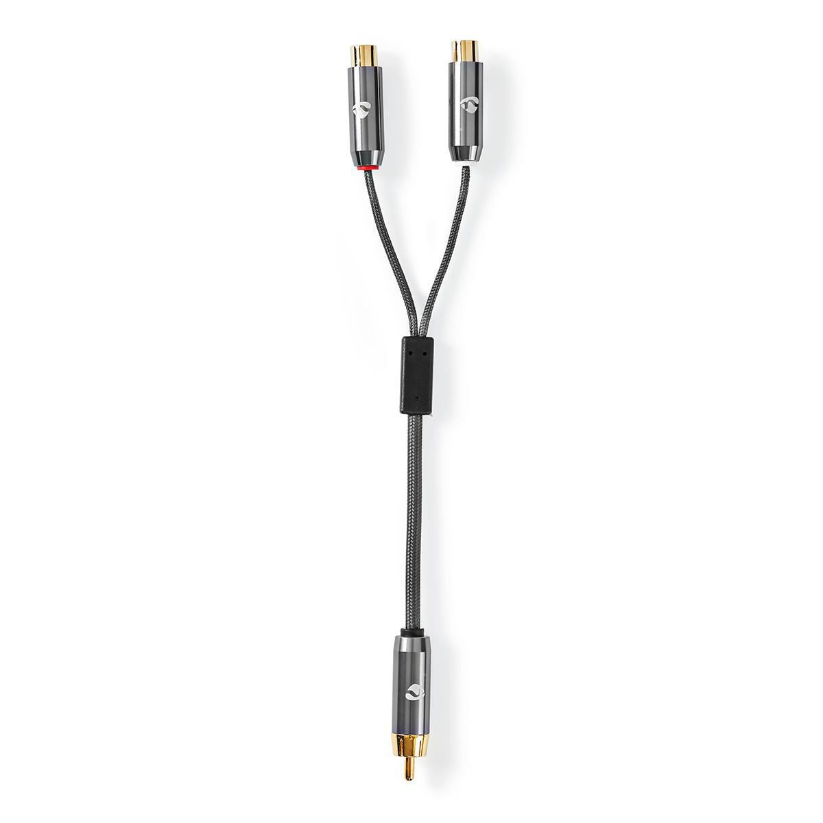 Nedis Subwoofer Cable RCA Male to 2x RCA Female Gun Metal Grey Braided Cable - CATB24010GY02