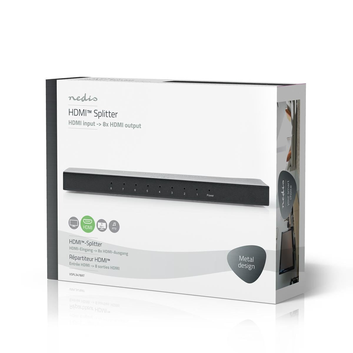 Nedis HDMI Splitter 8-Port HDMI Input 8x HDMI Output 4K@60Hz 18 Gbps Anthracite - VSPL3478AT