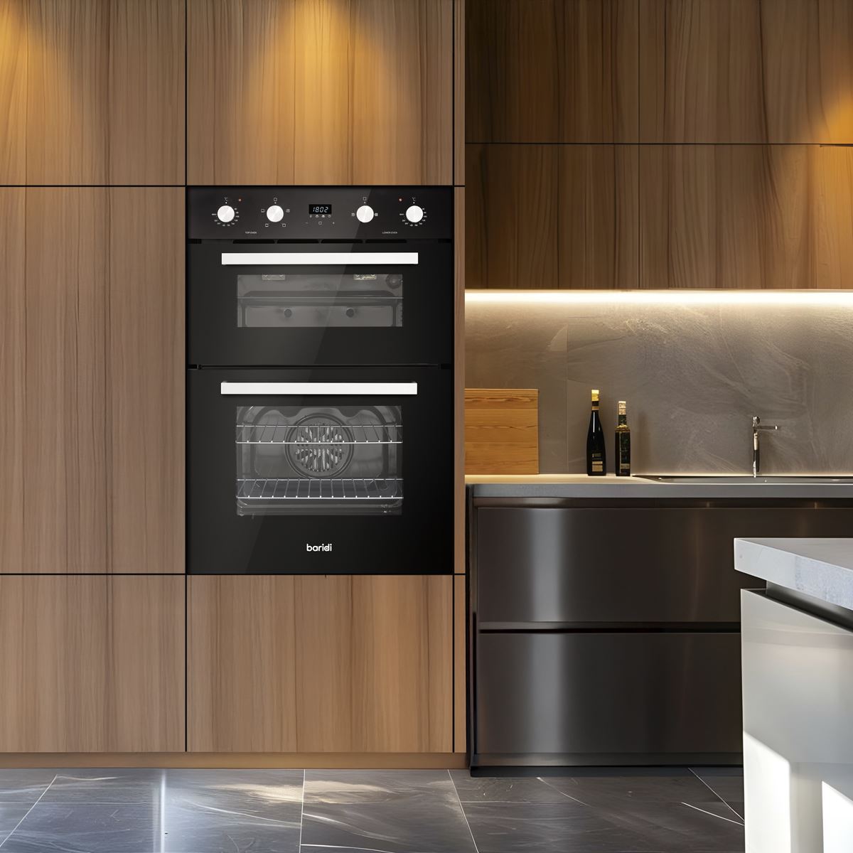 Baridi 90cm Built-In Double Oven, 88L Capacity, Energy Rating A - Black DH279