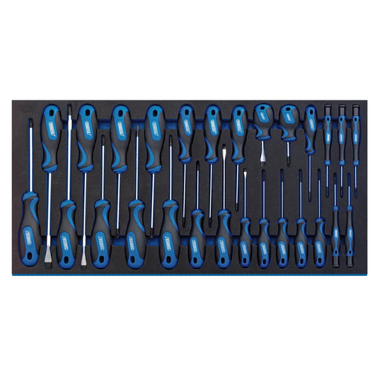 Draper 63406 27 Piece Soft Grip Screwdriver Set With Full Drawer EVA Insert Tray