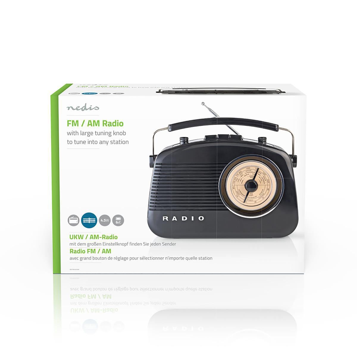 Nedis FM Radio 4.5W Carrying Handle Black RDFM5000BK