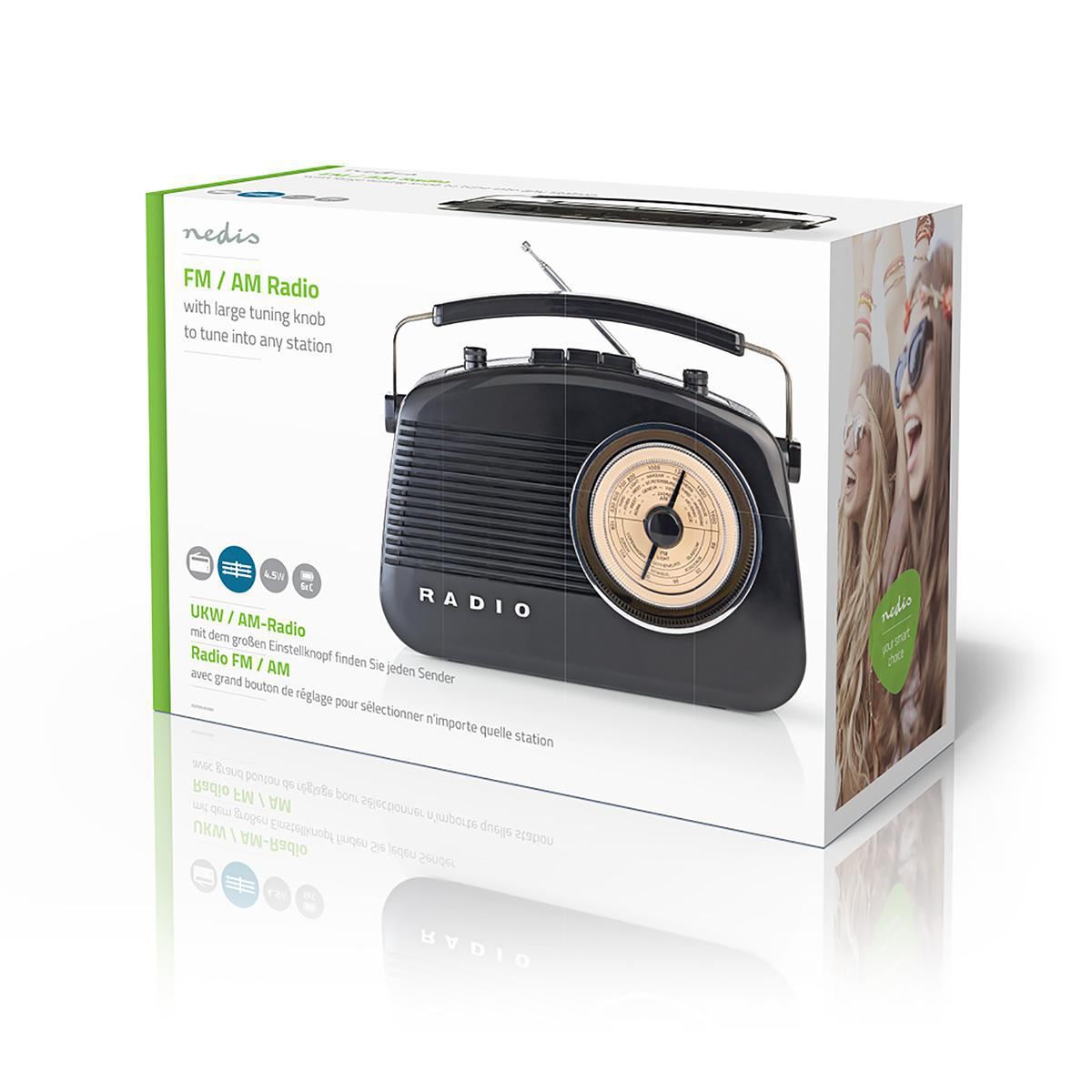 Nedis FM Radio 4.5W Carrying Handle Black RDFM5000BK