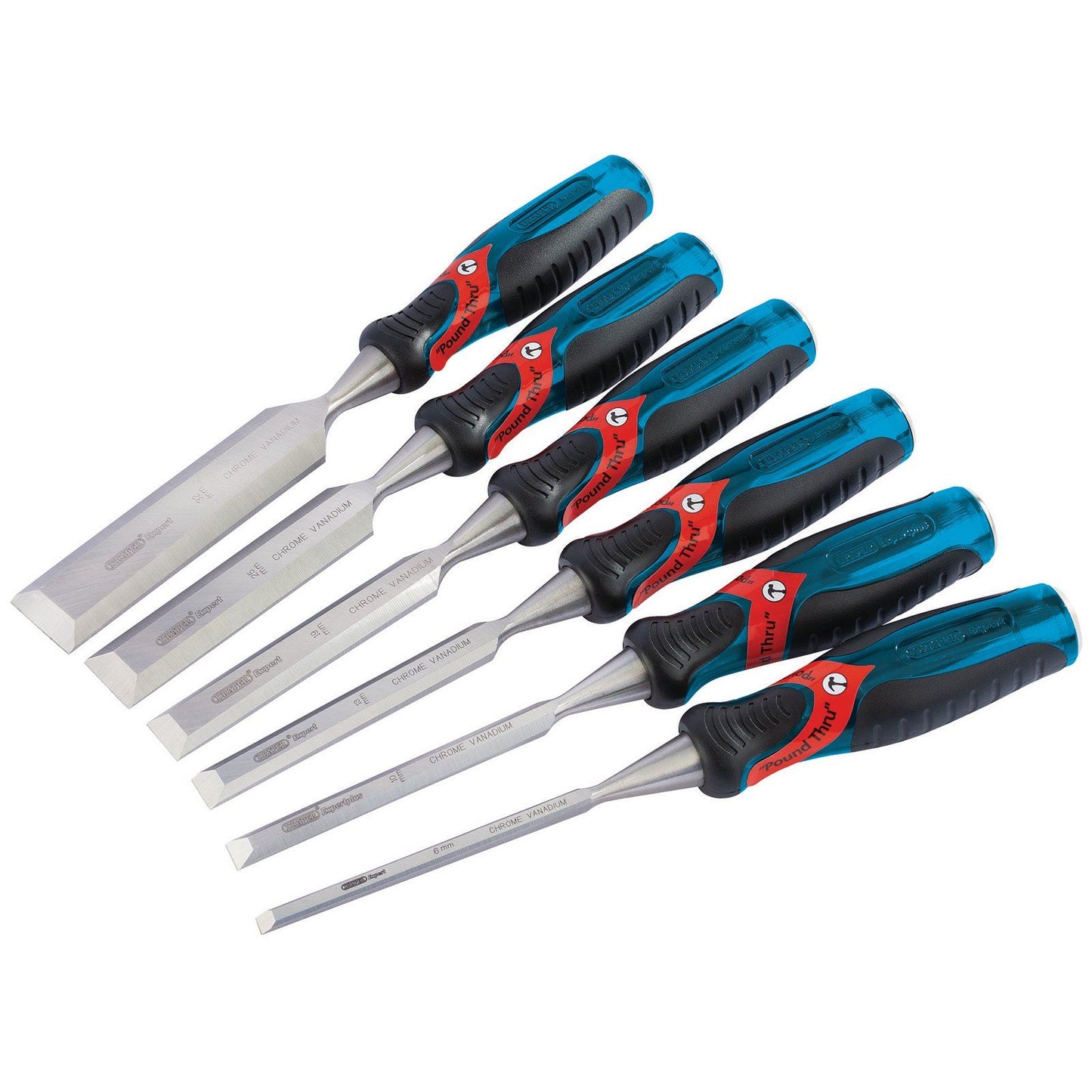 Draper 140mm Soft Grip 'Pound Thru' Bevel Edge Wood Chisel Set (6 Piece) - 70419