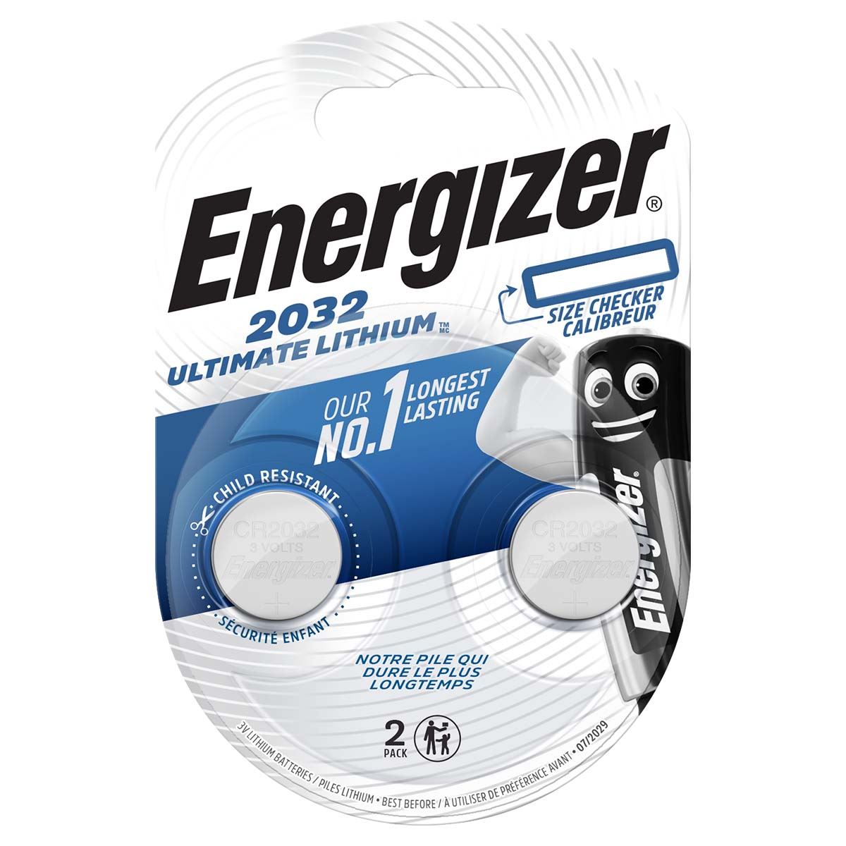 Energizer Lithium Button Cell Battery CR2032 20 V 240 mAh 2-Blister Silver