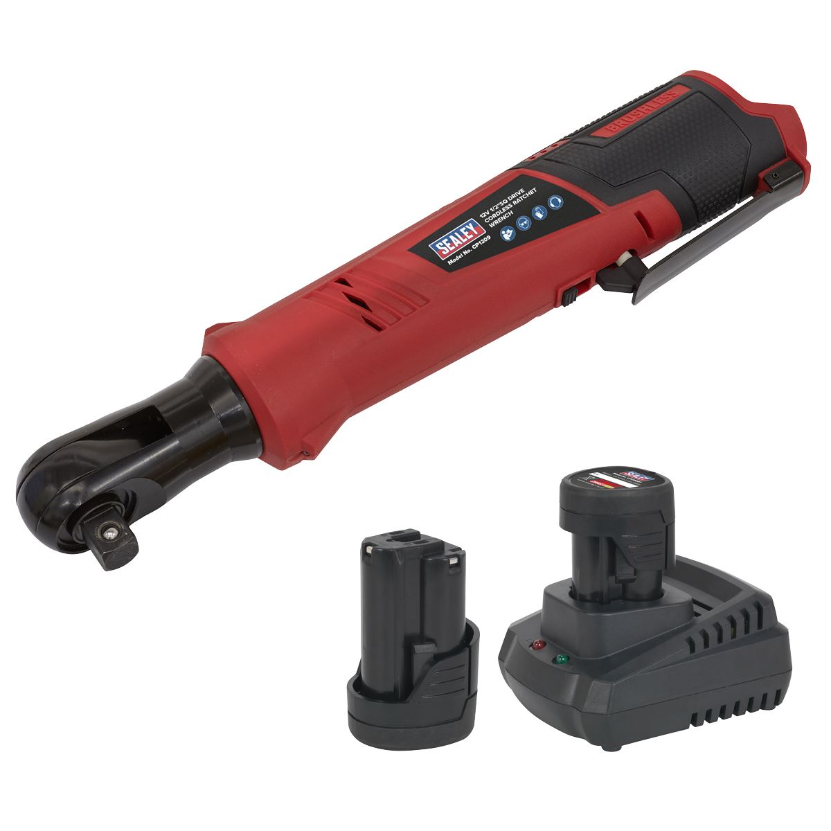 Sealey Cordless Ratchet Wrench 1/2"Sq Drive 12V Li-ion-2 Batteries CP1209KIT