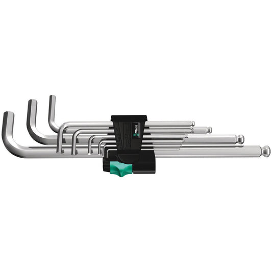 Wera 950Pkl/9Smn Hex Key Set 1.5-10 Long B/End Chrome Plated 9Pc 022087