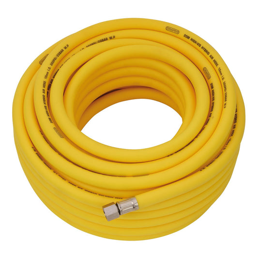 Draper High Visibility Hybrid Air Hose, 20m x 10mm, 1/4" BSP, Yellow