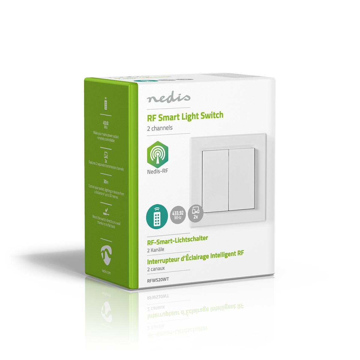 Nedis RF Double Wall Switch Single 433.92 MHz - Control one or multiple lights - RFWS20WT