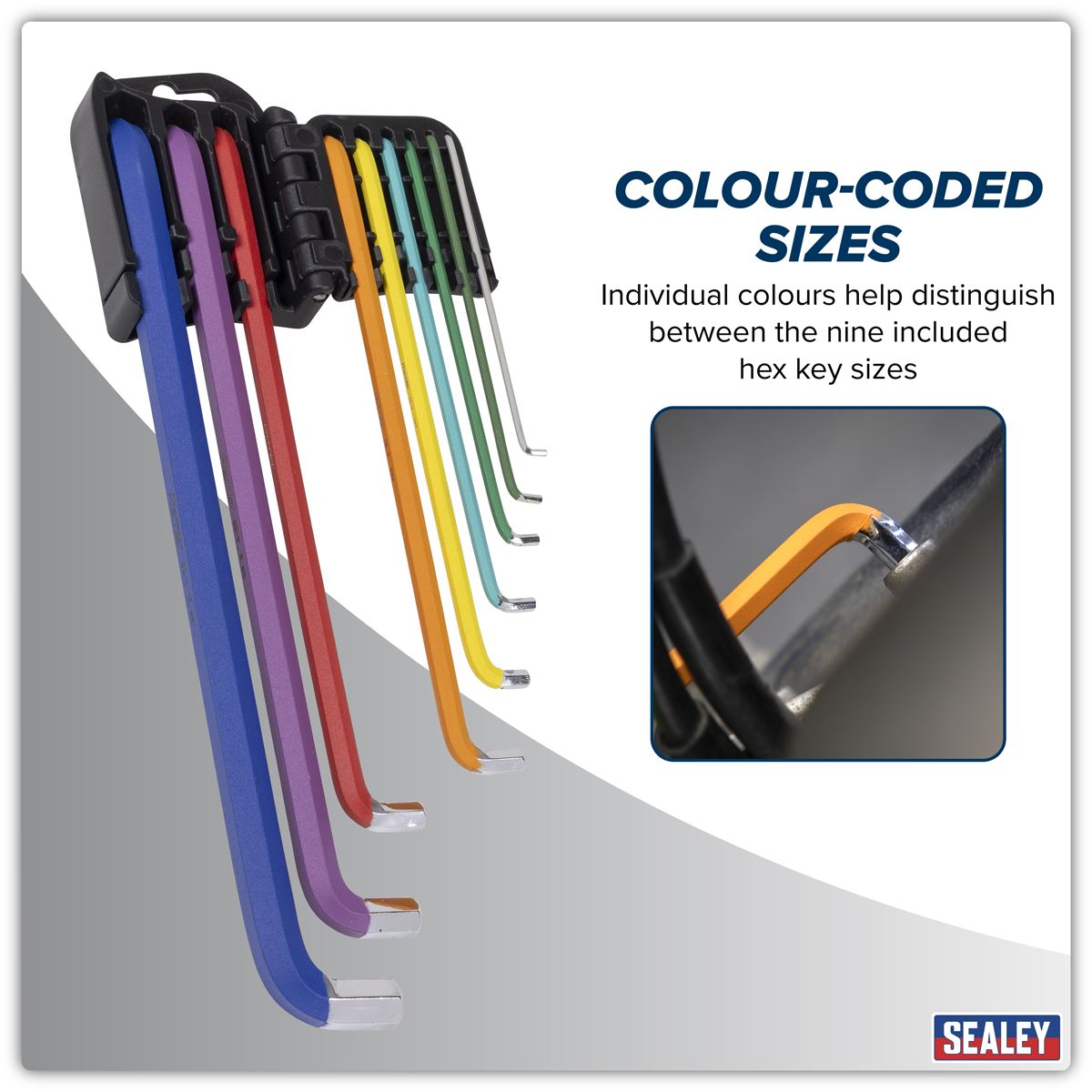 Sealey Premier Extra-Long Stubby Element Hex Key Set 9pc AK71740