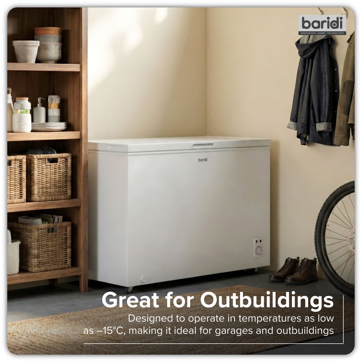 Baridi Freestanding Chest Freezer 299L Capacity - White DH260