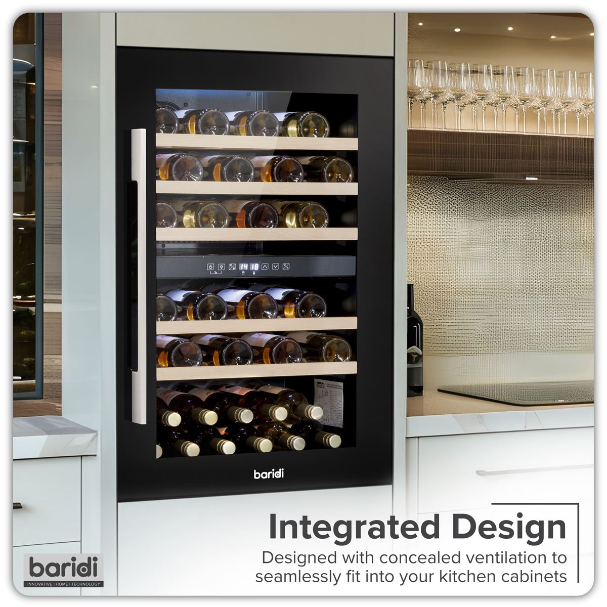 Baridi 57 Bottle Dual Zone Wine Fridge & Cooler 60cm DH118
