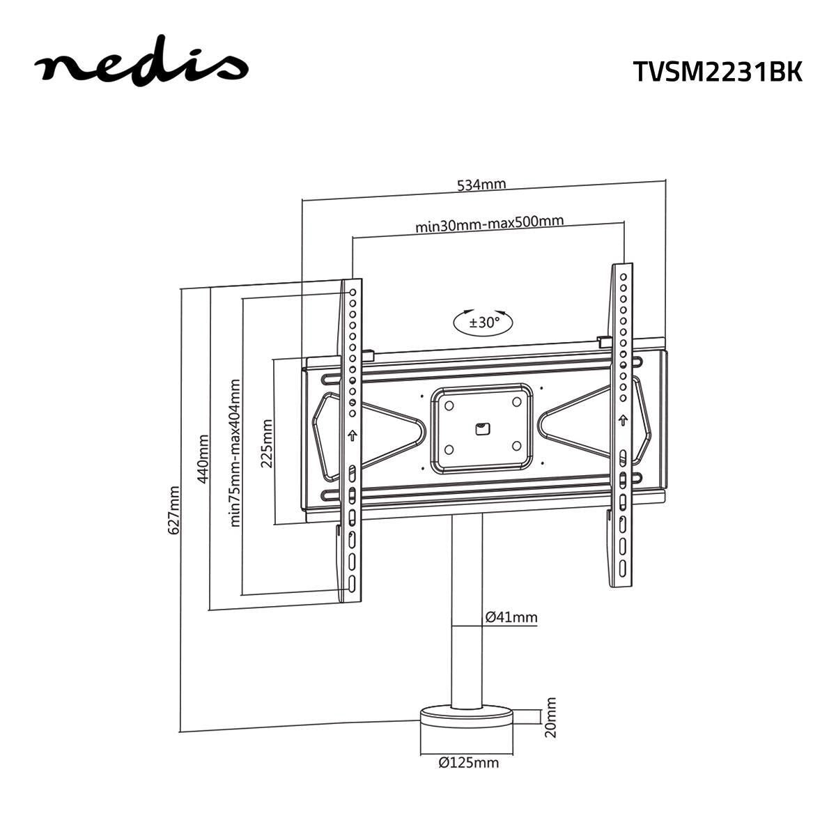 TV Mount Swivel Bolt-Down Desktop 32 to 55" Max. 50 kg +/- 30° Swivel Range