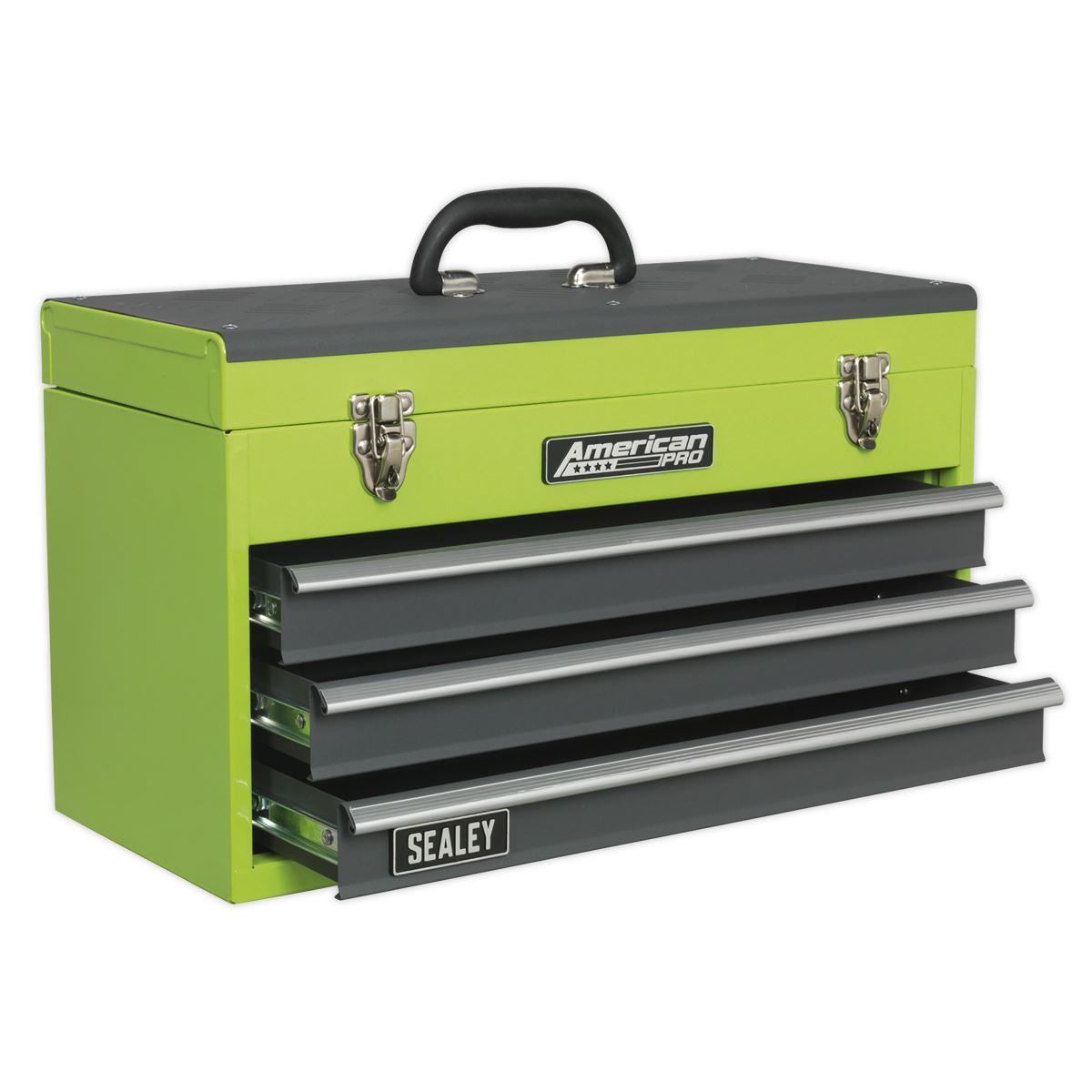 Sealey Tool Chest 3 Drawer Portable - Hi-Vis Green/Grey AP9243BBHV