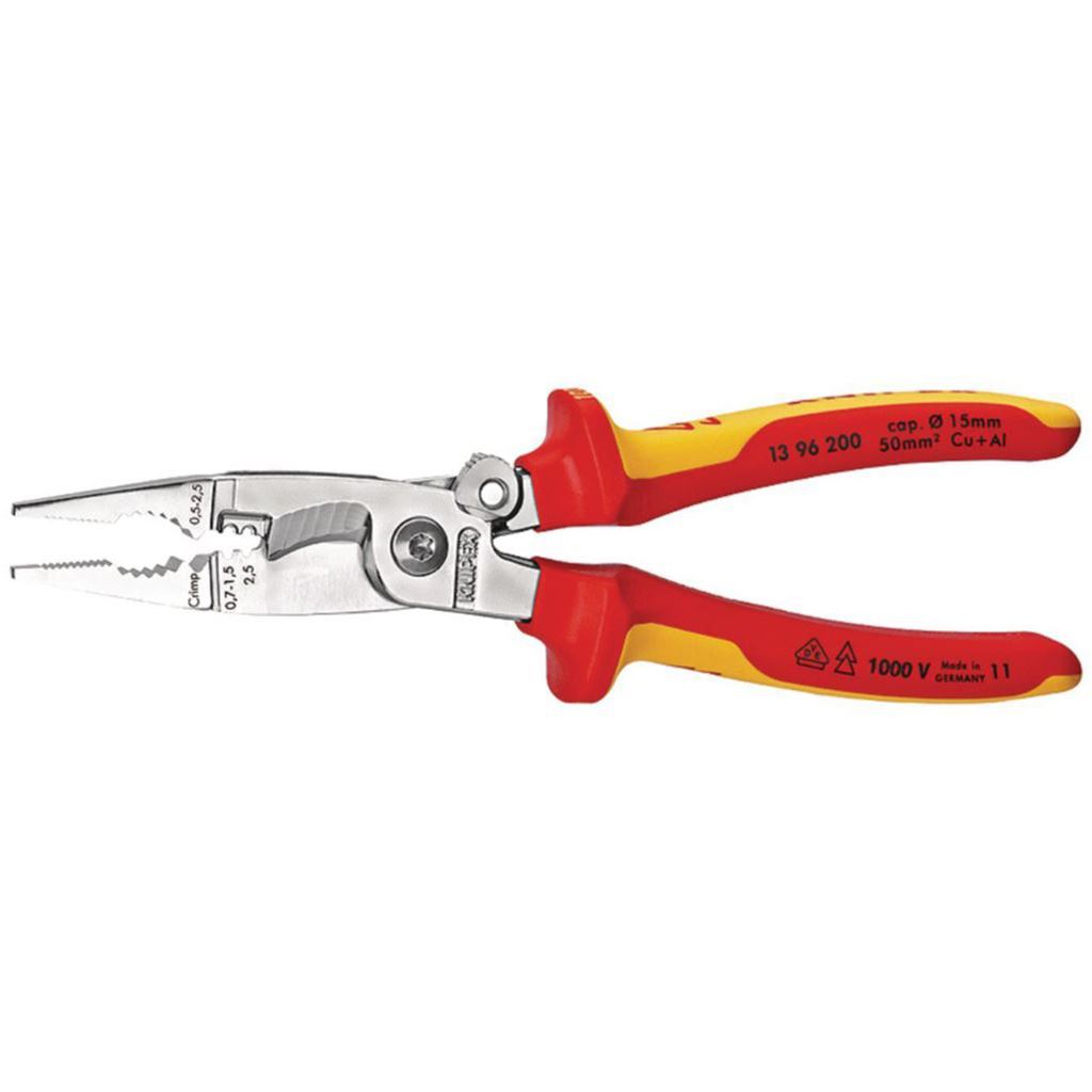 Knipex 13 96 200 VDE pliers for electrical installation with 6 functions 200mm