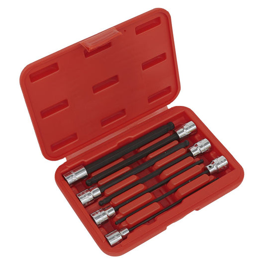 Sealey Ball-End Hex Socket Bit Set 7pc 3/8"Sq Drive 150mm Metric AK62257