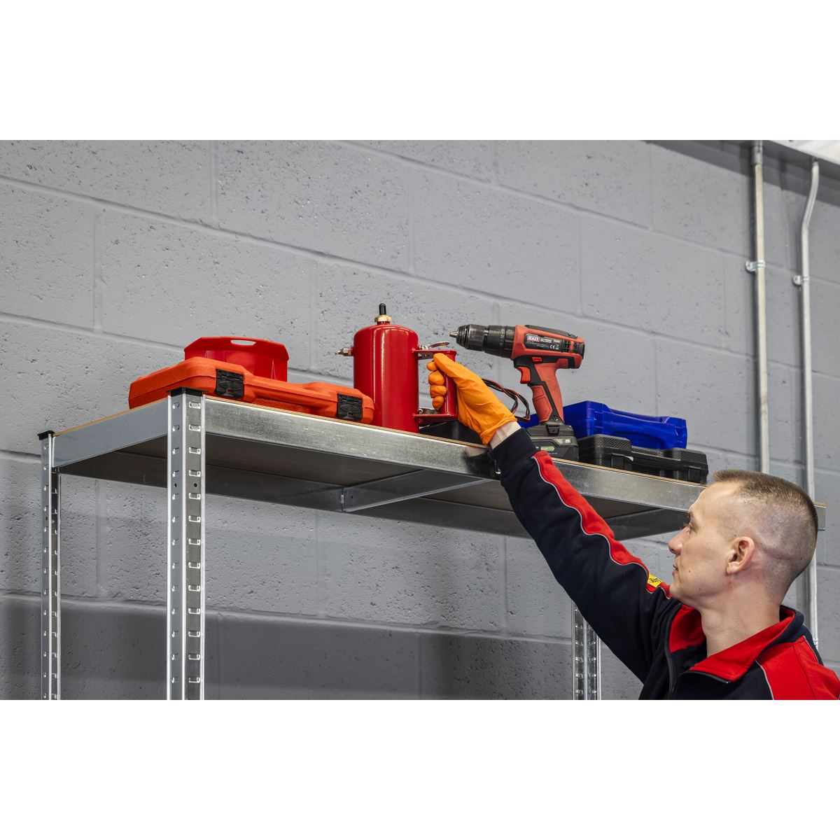 Sealey 2-Level Tyre Rack with Shelf 150kg Capacity Per Level STR008