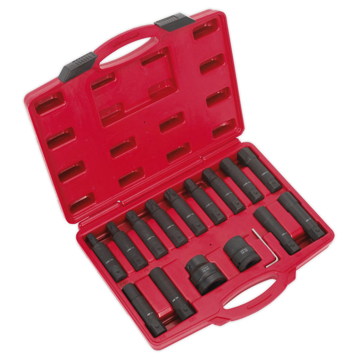 Sealey Impact Hex, TRX-Star*(M&F) Socket Bit Set 16pc 3/4"&1"Sq Dr SX098