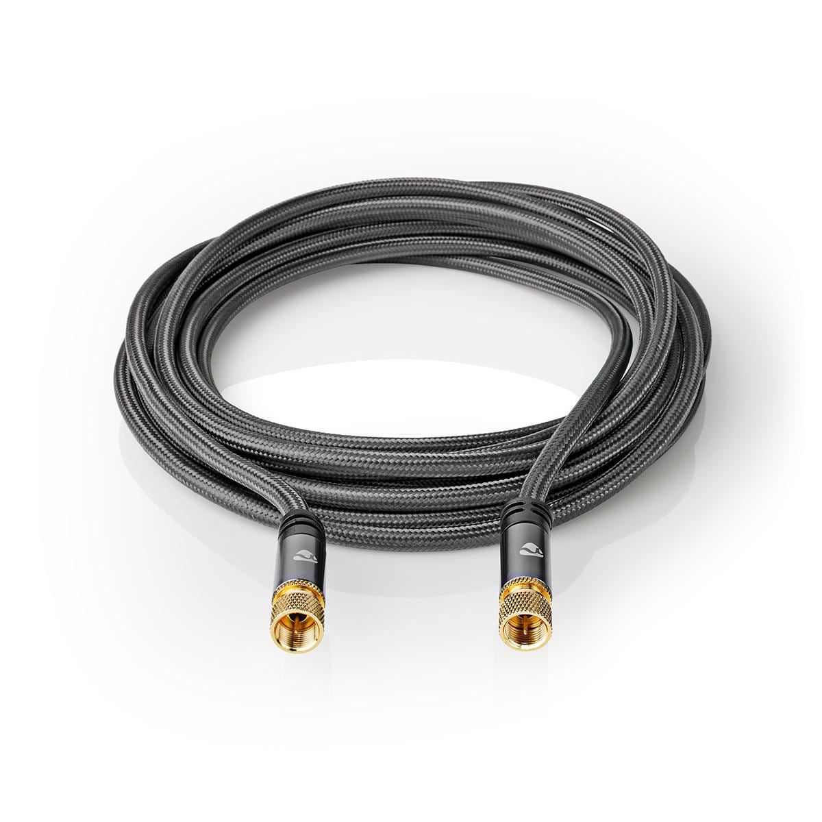Nedis Satellite and Antenna Cable F Male to F Male 5m Gun Metal Grey - CSTB41000GY50