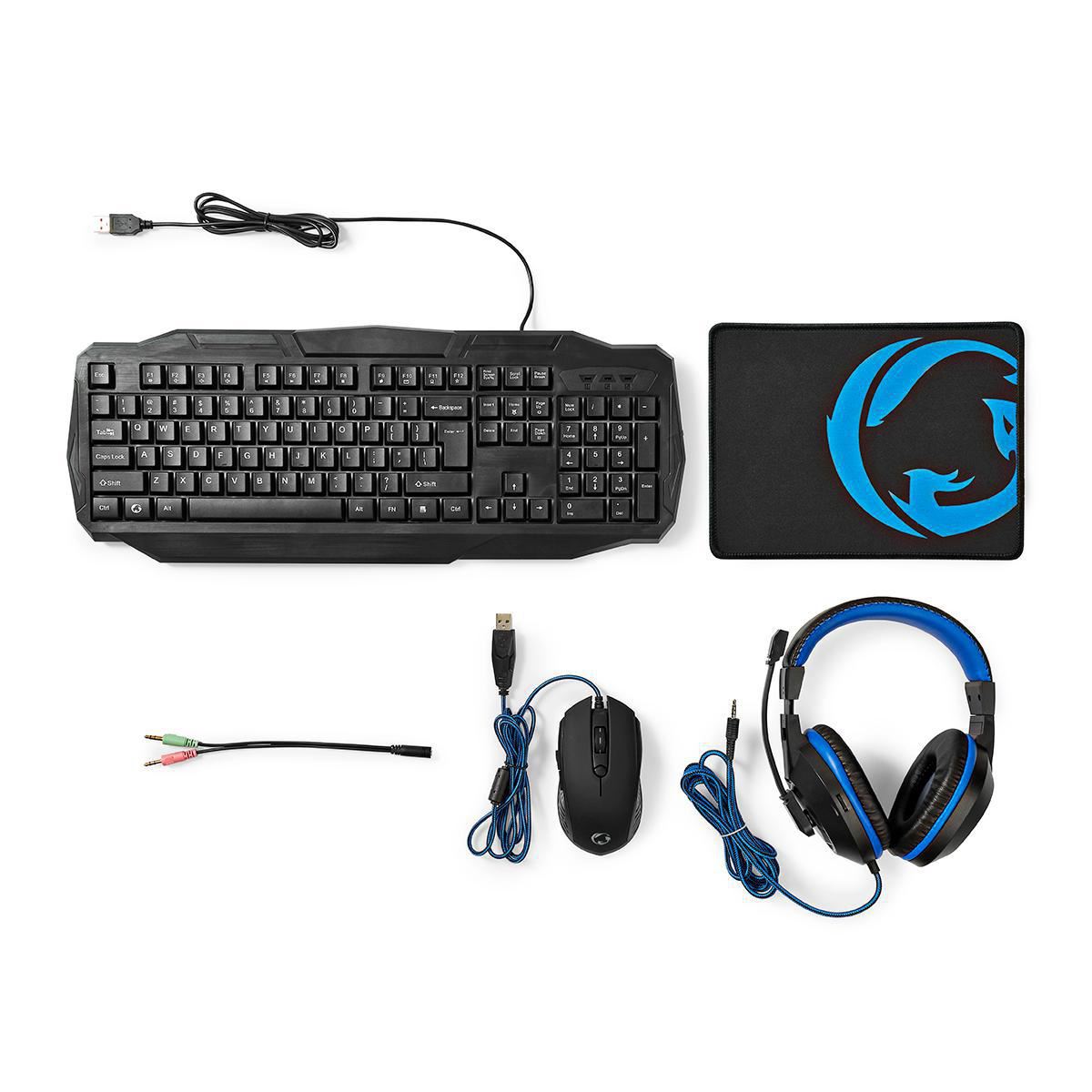 Gaming Combo Kit 4-in-1 Keyboard, Headset, Mouse & Mouse Pad French Layout Black