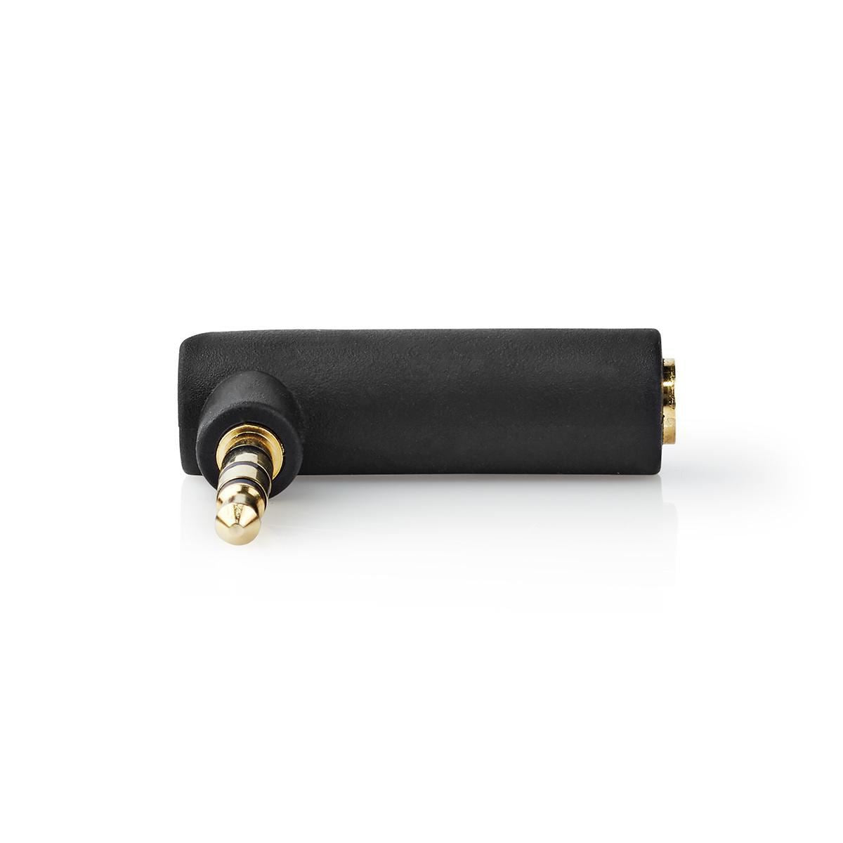 Stereo Audio Adapter 3.5mm Male to 3.5mm Female 90° Angled 4-Pole Anthracite
