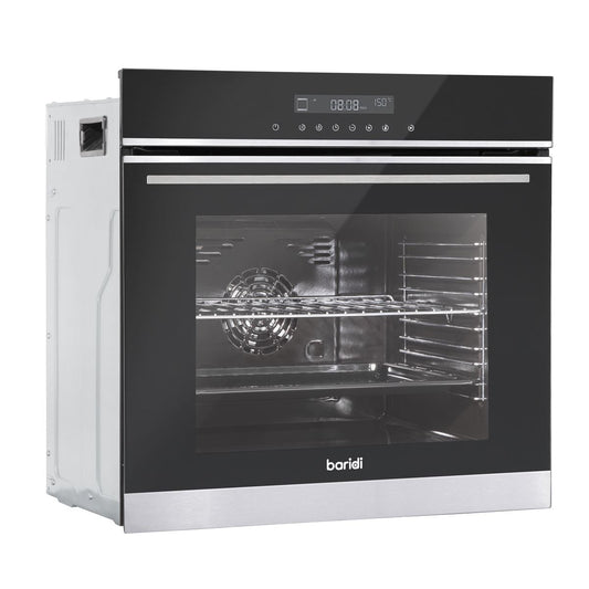 Sealey Baridi 60cm Built-In Fan Assisted, Single, Integrated 10 Function Electric Oven, Touchscreen Controls, 72L Capacity, Black/Stainless Steel DH200