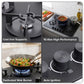 Baridi 70cm Gas Hob Matt Black with 5 Burners Cast Iron Supports & Auto Ignition