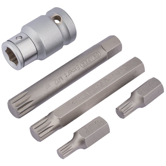 Draper 83567 Expert 1/2in Square Drive 5 Piece XZN Bit Set