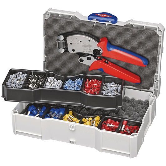 KNIPEX 97 90 13 Crimp Assortment for Wire Ferrules with Plastic Collars, 1 x 97 90 00, 1 x 97 53 18, 9 x Wire Ferrule Sets