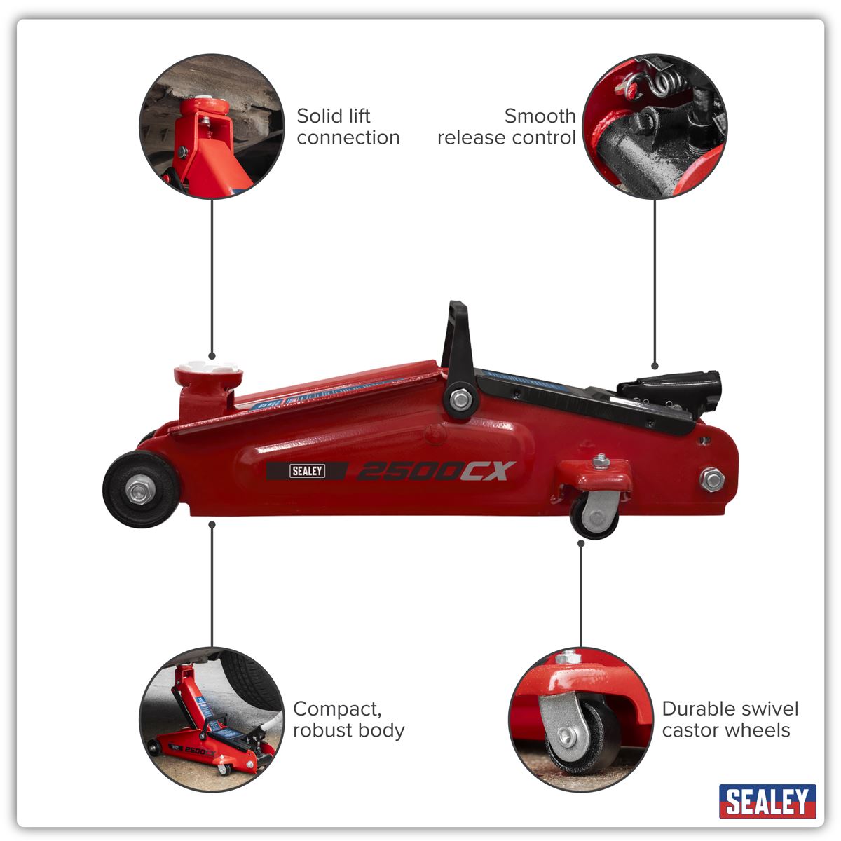 Sealey Heavy-Duty Trolley Jack 2.5 Tonne 2500CX