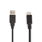 Nedis USB 2.0 Coiled Cable A Male to Micro B Male 2m Black CCGP60540BK20