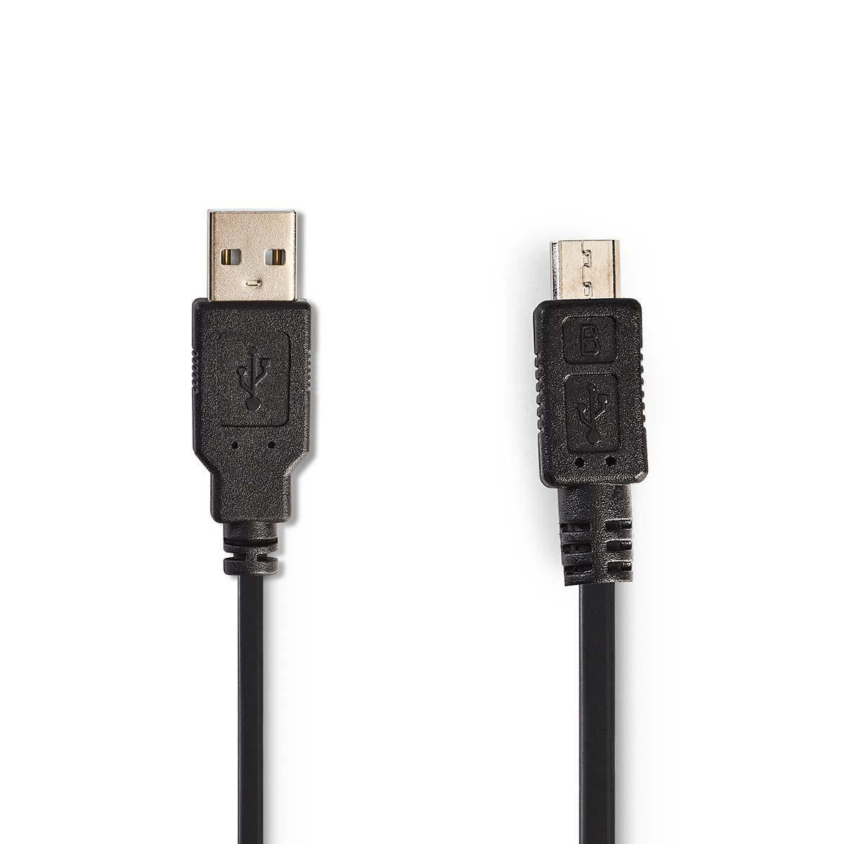 Nedis USB 2.0 Coiled Cable A Male to Micro B Male 2m Black CCGP60540BK20