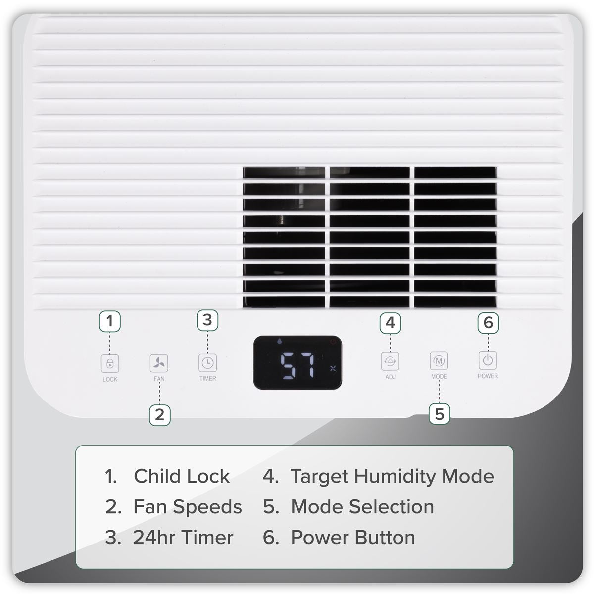 Baridi Dehumidifier with Digital Display & 24hr Timer 12L - White DH147