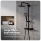 Baridi Thermostatic Shower Mixer Set, 20cm Round Head, Adjustable Rail - Black
