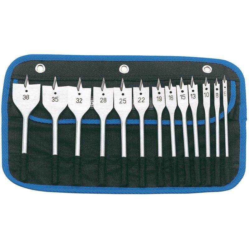 Draper Flat Wood Drill Bit Set 6 8 10 13 15 16 19 22 25 28 32 35 and 38 mm Dia. - 82634