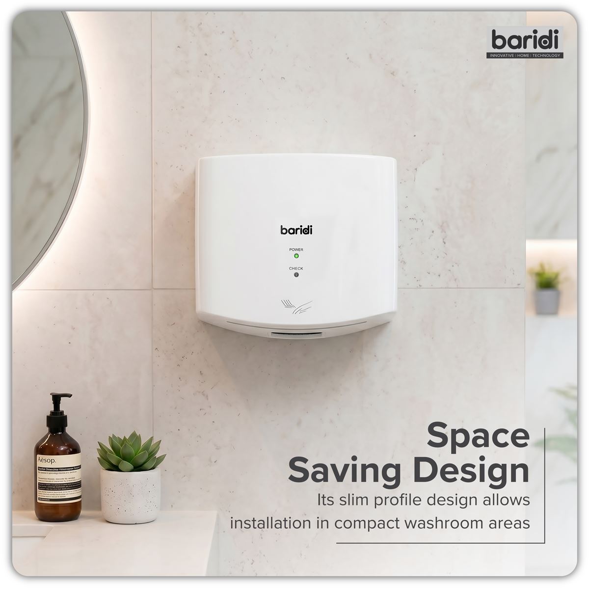 Baridi High Speed Hand Dryer with Auto Sensor 1400-1650W - White DH378