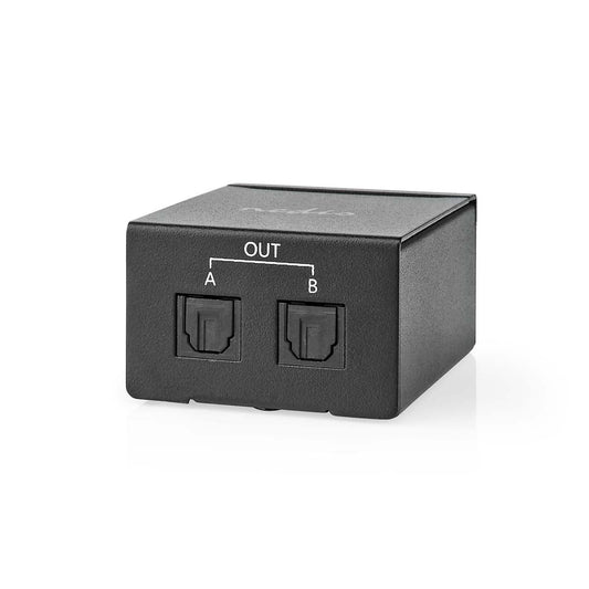 Digital Audio Splitter 2-way Connection input TosLink Female Connection output 2x TosLink Push Button Metal